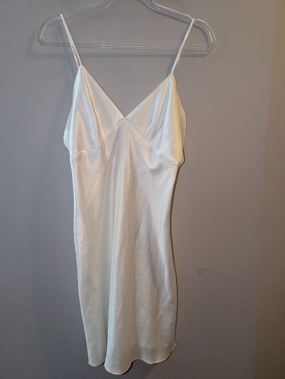 🤍 Vintage Linda Exclusive For Eaton White Satin Chemise Slip Dress 80s Medium